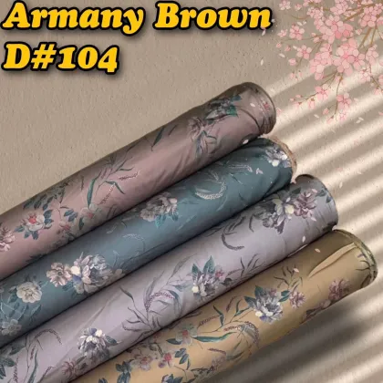 Wholesale Brown Digital Printed Armani Silk Stretch Satin Fabric for Dress