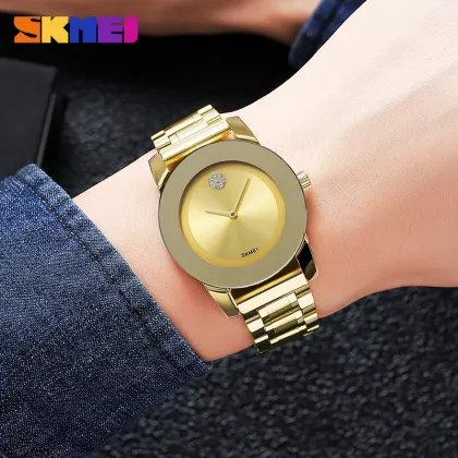 Skmei Ladies Casual Dress Gold Rhinestone Waterproof Watch 2176