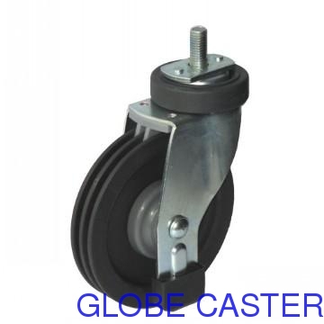 Fixed Escalator Caster(two grooves) (gray) ,Ideal for Shopping Carts