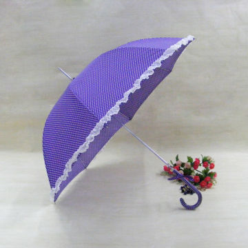 22" * 10 ribs straight umbrella auto open with flower lace lady's parasol XC-808