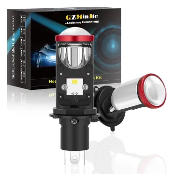 High Power H4 LED Headlight Bulb with Mini Projector Lens Kit for Cars and Motorcycles
