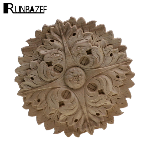 Natural Vintage Unpainted Wood Carved Flower Decal Corner Onlay Applique Frame For Home Furniture Wall Cabinet Door Decor Crafts