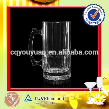 Fancy 32oz soda lime glass beer mugs with handle