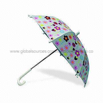 Manual Open Children's Umbrella, Measures 16-inch x 8 Ribs, with Silkscreen Imprint on Full Panel