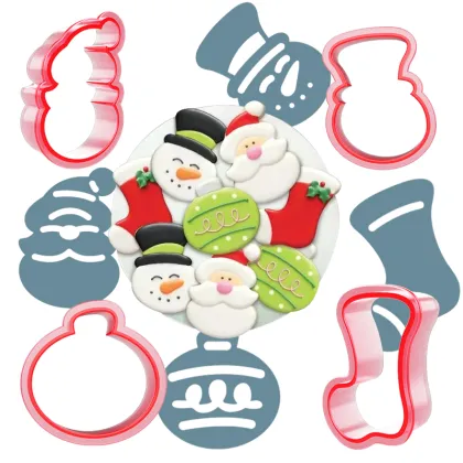 Plastic Christmas Fondant Biscuit Dough Clay Cutter Mold for Royal Icing Decorating