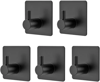 Bathroom Black Stainless Steel Hook Single Wall Hook