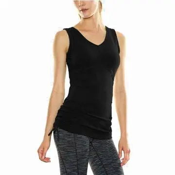 Black Sleeveless Yoga Wear, Made of 94% Supplex Nylon, 16% Spandex, Allows-free Movement