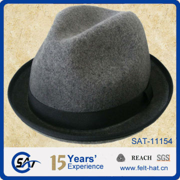 2015 new design 100% wool felt winter fedora hat for wholesale