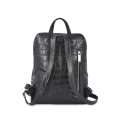 Sac à dos noir en cuir véritable crocodile pour femme