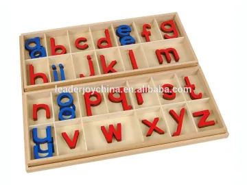 Cheap montessori educational toys for kids wood-large movable alphabet (red and blue)