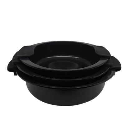 Black Metal Shallow Casserole with Lid