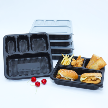 Plastic PP 4-Compartment Sealed Lunch Box with Lid - Disposable Tableware