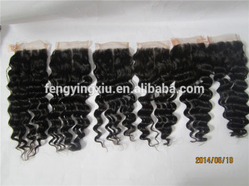 Deep wave Wholesale 5A top quality brazilian 100% human hair closure