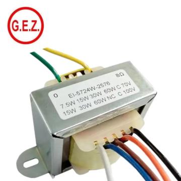 70V 100V 6 ohm 30W 7,5W 15W 60W EI48 Transformador de correspondência de áudio