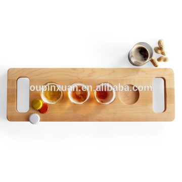 2015 new design wood beer Tasting Serving tray Paddle Beer Bamboo 4 Beer Flight with handle