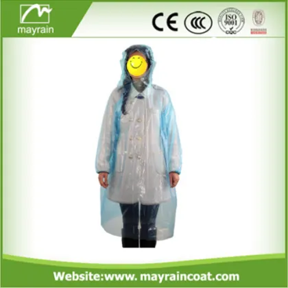 Disposable Rain Poncho One Time PE Poncho