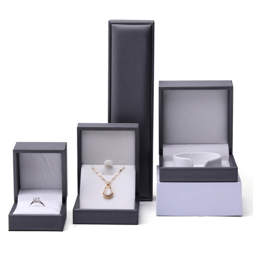 Luxury Black Leather Ring Necklace Velvet Jewelry Box