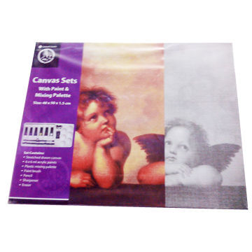 Canvas sets with paint mixing palette, 100%cotton, customized designs are welcome