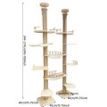 Window Mounted Eco-Friendly Wooden Cat Tree 4+ Levels Adjustable Height (160-280cm) Indoor Use Activity Center Sunbathing Bed