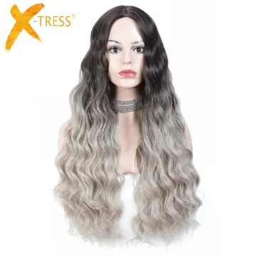 X-TRESS New Fashion Ombre Synthetic Hair Wigs For Black Women Cosplay Natural Silky Hair Wig Machine Made Heat Resistant Wigs