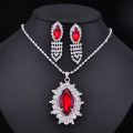 Hermosa astilla rubí tono encanto de diamantes de imitación conjunto de joyas