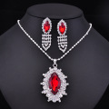 Beautiful Ruby Sliver Tone Charm Rhinestone Jewelry Set