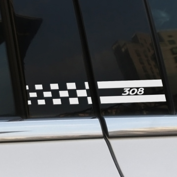 2PCS For Peugeot 308 Reflective Car Column Cover Film Vinyl Trim Stickers Auto Window B Pillars Decor Car Accessories Styling
