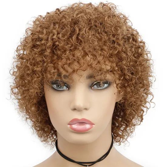 Cheap None Lace Pixie Short Bob Wig Brazilian Human Hair Kinky Curly Afro Wig Brwon Short Cut Wigs for Black Women