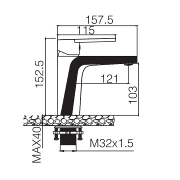 Basin Faucet dengan butiran di permukaan