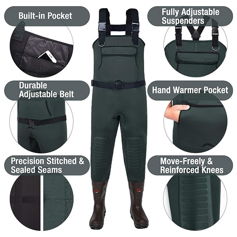 Neoprene Fishing Chest Waders 200g Insulation Boots