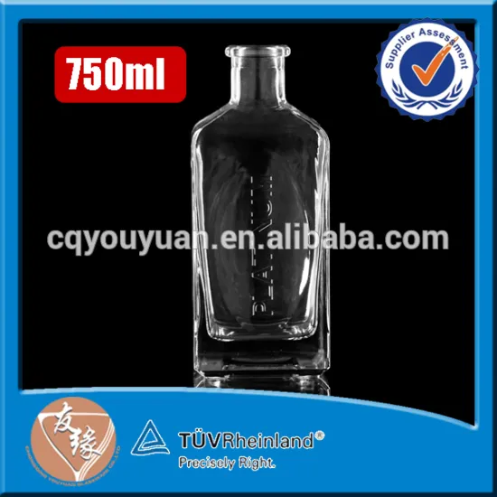 China manufacture crystal flint glass material strong base custom 750ml glass bottle weight for vodka