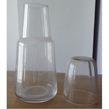 Mouth Blown Clear Bedside Carafe Drinking Glass Cup