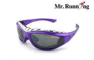 Purple / Grey Polycarbonate Frame Glasses , Sports Eyewear