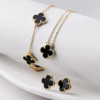 SPJ Clover Necklace Brand: 925 Sterling Silver Four Leaf Clover Jewelry Set