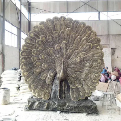 High quality brass peafowl statue bronze peacock sculpture