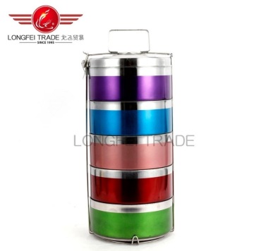5 Layers Stainless Steel Insulated Tiffin Lunch Box with Handle