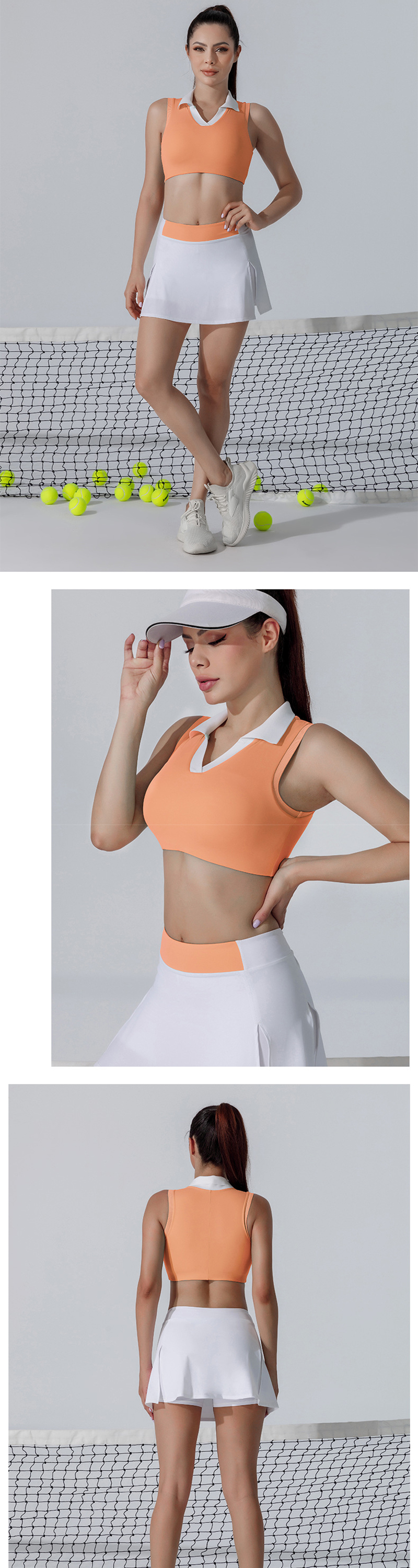 Orange Low waist tennis skirt