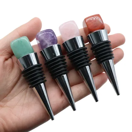Crystal Wine Stoppers, Natural Gemstone Wine Stoppers for Wine Bottles, Decorative Wine Bottle Stoppers