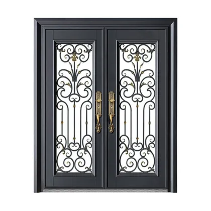 Modern Double Door Leaf Design Anti-Theft Exterior Cast Aluminum Doors 2023