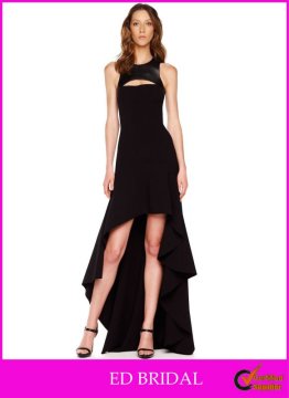 A-Line/Princess Round Neckline Leather Straps Sleeveless Short Front Long Back Dress
