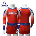 Dandy sport oanpaste reade en wite fleurige unifoarme famkes cheerleading outfits