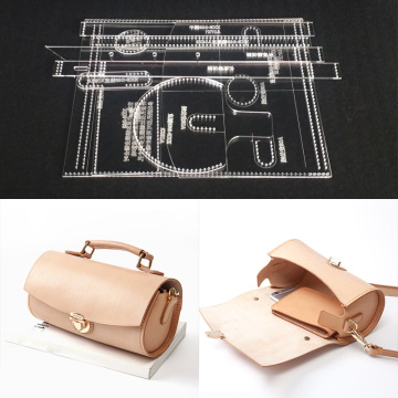 1Set Clear Acrylic Leather Craft Pattern Stencil Template DIY for Handbag Shoulder Bag Making Leathercraft Tool set 10x10x19.5cm