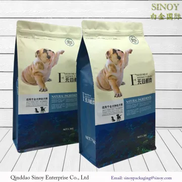 Custom Printed 1.5 KG Laminated Aluminum Foil Quad Seal Dog Food Bag Pet Treats Bag Pet Snack Pouch with Zipper Lock