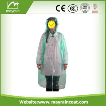 Disposable Rain Poncho One Time PE Poncho