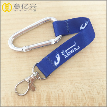D shaped aluminium carabiner keychain with strap
