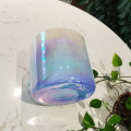 Tazón de canto de cristal transparente de color azul-morado soñador