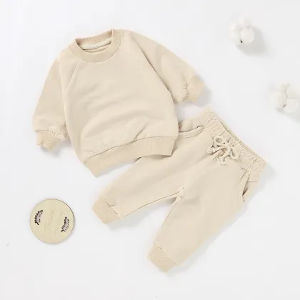 Organic Cotton Baby Clothing Set - 2pcs Raglan Sleeve Children Baby Sweater Suit