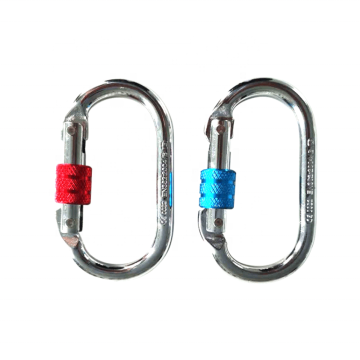 Heavy Duty 25KN Oval Steel Climbing Carabiner with Locker for Outdoor Gear