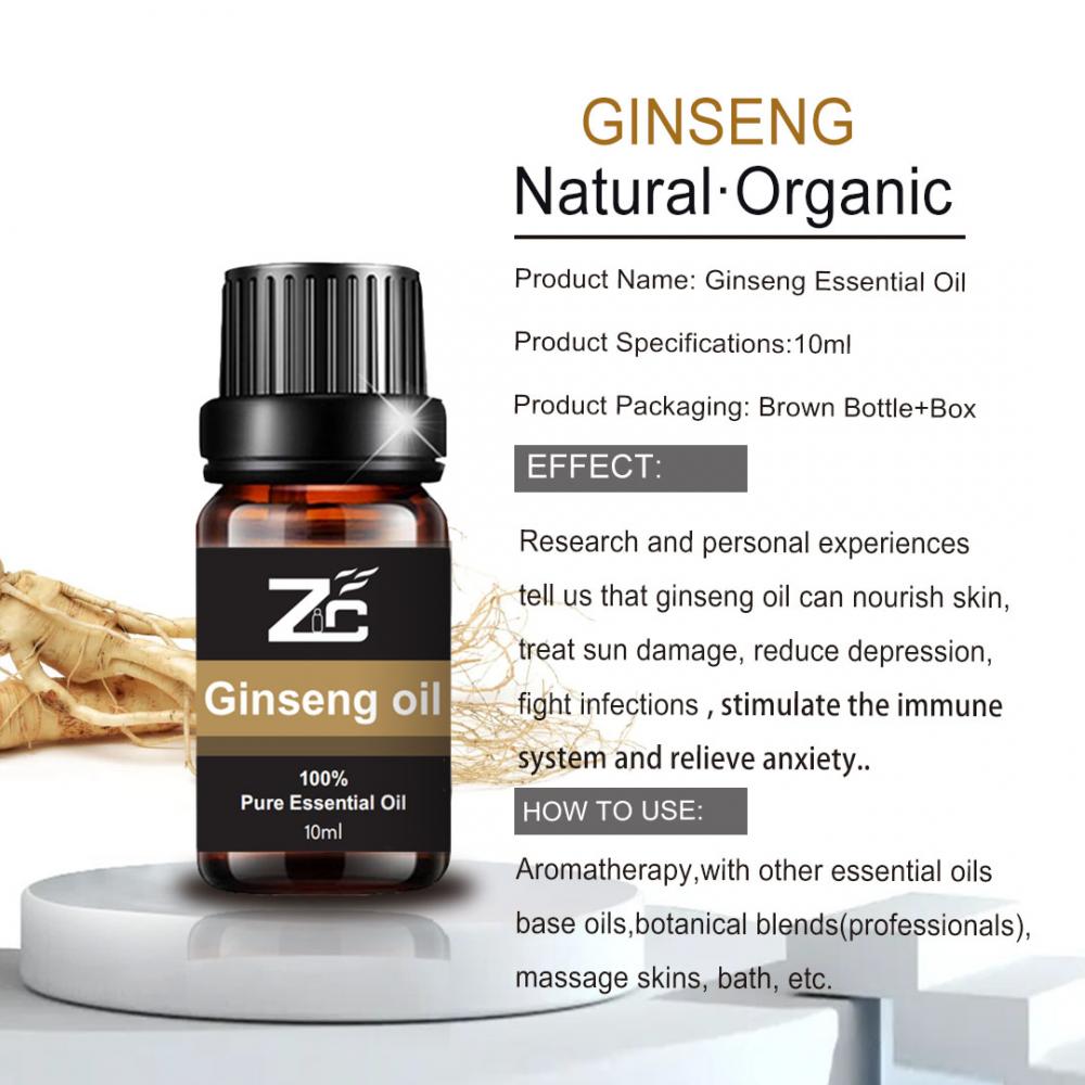 Aceite esencial de ginseng natural 100% puro para el cabello de pérdida