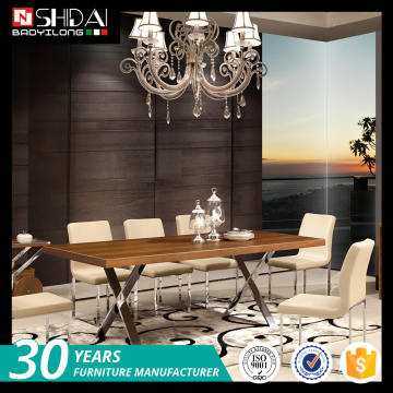 modern dining table with stainless steel leg design / latest wooden dining table /cheap dining room table with 6 chairs A-820